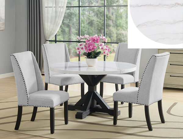 VARLEY MARBLE ROUND TBL,WING CHAIRS