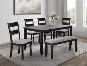 LESTER 6-PK DINING W/BENCH L.GREY