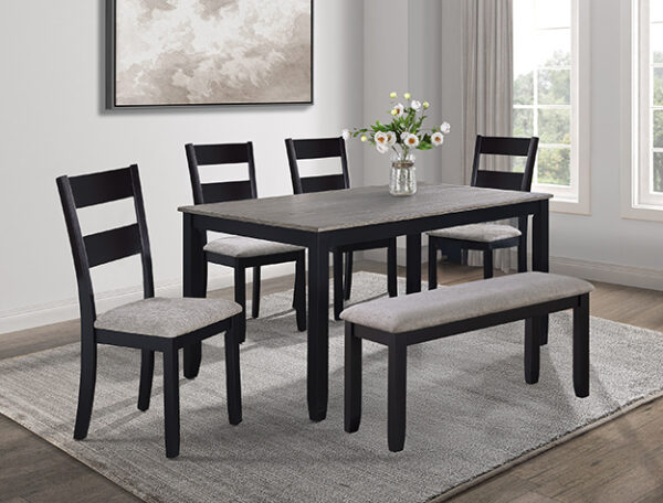 2231SET-LG LESTER 6-PK DINING W/BENCH L.GREY