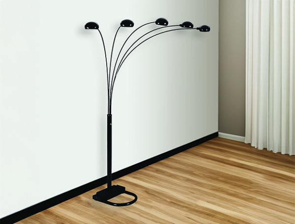 4888B-BK PEACOCK SHADE FLOOR LAMP BK 82"H