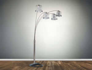 RAIN DROP ARC LAMP 84"H PEWTER