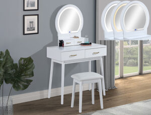 CECILIA VANITY TABLE & STOOL-WHITE