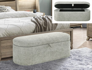 PHILIPA STORAGE BENCH- L.GREY TWEED