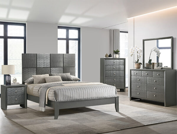 DENKER GUNMETAL BEDROOM GROUP