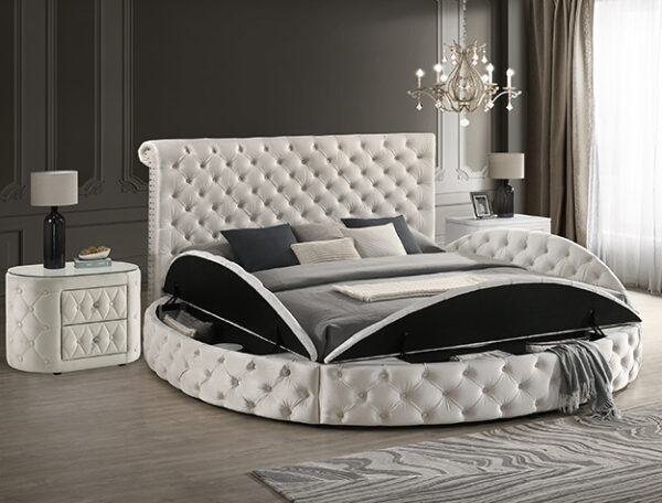 BRIGITTE BED FRAME IVORY QUEEN