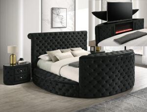 VOLTARE FIREPLACE/TV LIFT BED BLACK KING